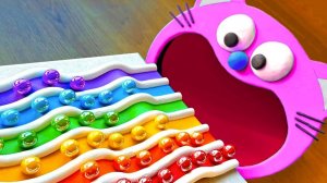 Играем в паравозик, строим лабиринт для шариков запускаем их с горки прямо в поровозик