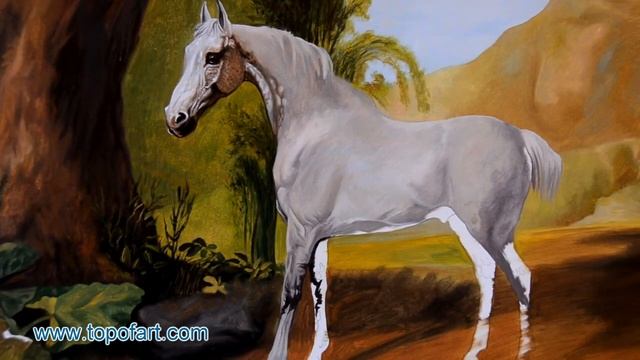 Stubbs - A Grey Stallion In a Landscape | Art Reproduction Oil Painting смотреть онлайн