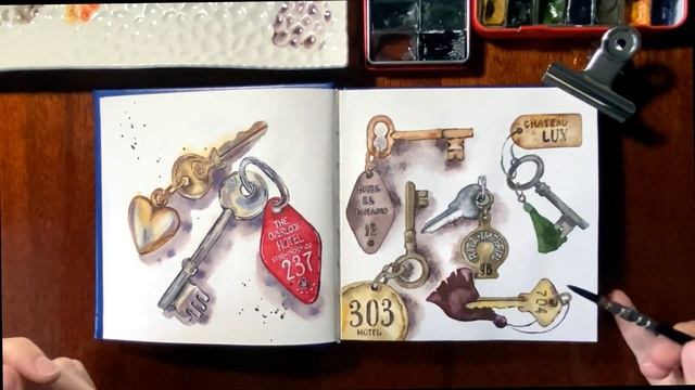 ключи / работа с фоном / заполняем скетчбук винтажными иллюстрациями смотреть онлайн