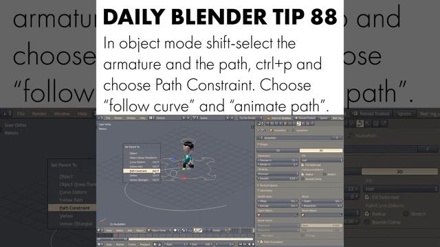 Daily Blender Tip 88 - How To Make A Character Follow A Path смотреть онлайн