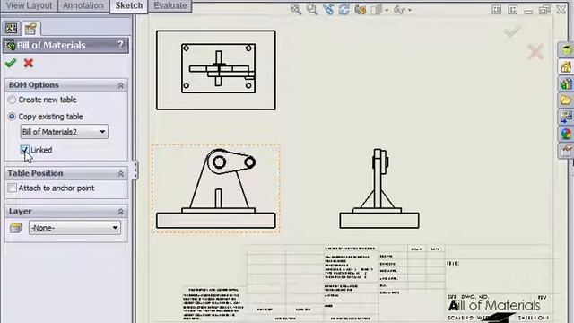 Solidworks Drawing Linking BOMs смотреть онлайн