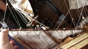 Установка паруса бизань. #судомоделизм