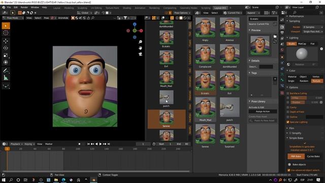 Blender 3.0 test / Pose Library on Buzz Rig смотреть онлайн