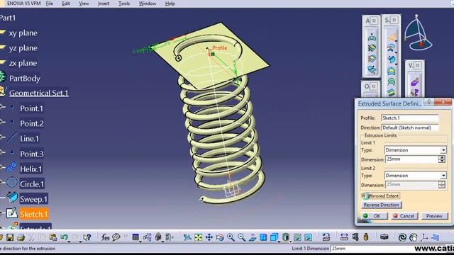 How to create a spring/coil part using CATIA surface design смотреть онлайн