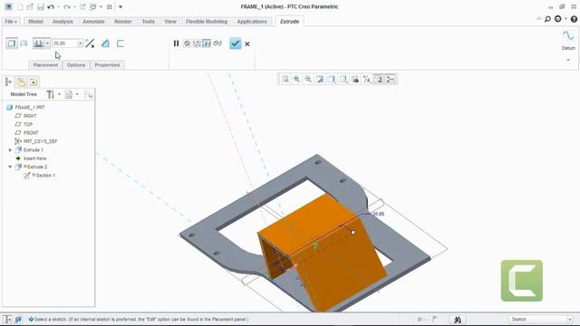 PTC - Creo Tutorial : Engine Blower Part Model - Base Frame model смотреть онлайн