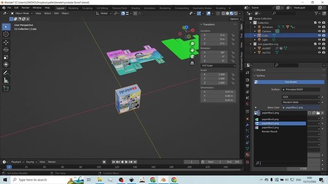 Blender 📦☀️ ใส่ รูปภาพ 2ด้านกระดาษ , UVmap ( V3.3.1 LTS , Nov 2022 ) смотреть онлайн