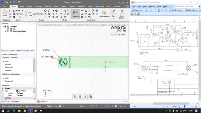 Ansys SpaceClaim Support Lever Modelling and Drafting Example 17 смотреть онлайн