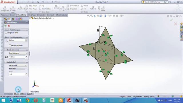 Development Square Pyramid in Solidworks Sheet Metal смотреть онлайн