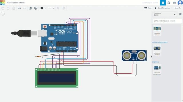 Ultrasonic Distance Sensor on Tinkercad смотреть онлайн