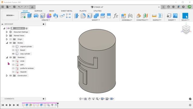 Fusion 360 | Groove on cylinder (with parallel side walls) смотреть онлайн