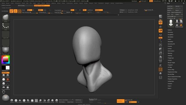 Sculpting a Base head from scratch in Zbrush 4r8 | beginners tutorial смотреть онлайн