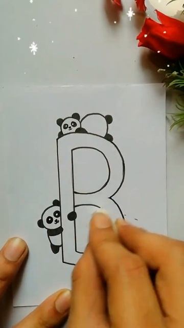 Cute panda art on letter B #draw #art #drawing смотреть онлайн