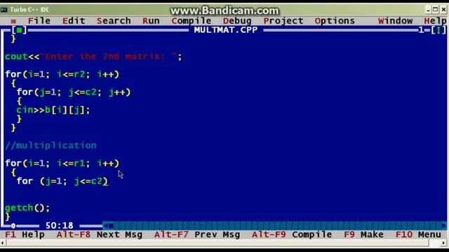 WAP to Multiply two matrix using matrix multiplication method in C++ Hindi