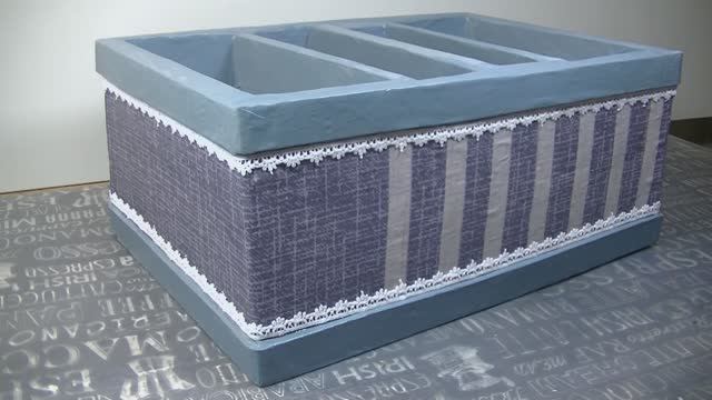 Коробка для хранения всякой всячины своими руками .Декор коробки тканью . смотреть онлайн