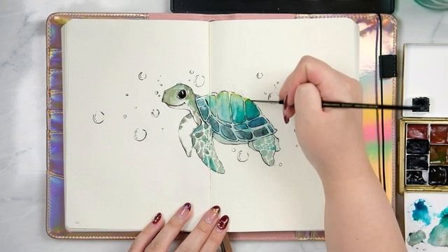 Plan With Me | Watercolour July Weekly Feat. A Dreamy Metallic Turtle