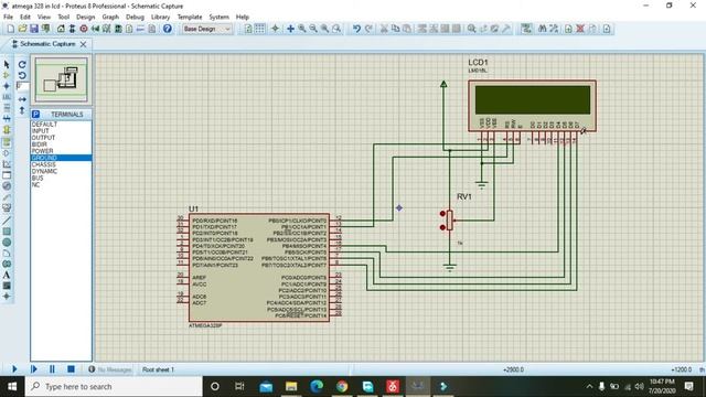 How To Interface Lcd With Atmega 328 In Proteus | Simulation Of Atmega 328 With Lcd In Proteus
