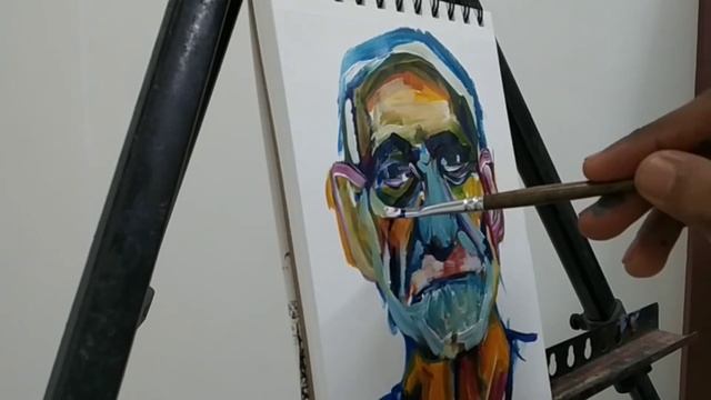 Expressive Acrylic Painting Old Man Portrait | Art | Lesson смотреть онлайн