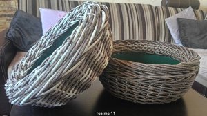 Двухцветное кашпо из ротанга. Красиво закрываем край кашпо.