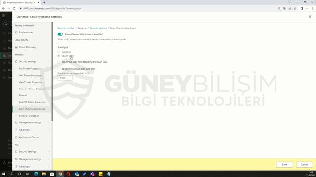 Kaspersky Endpoint Security Cloud Windows Cihazlarda Çıkarılabilir Disk Tarama Yapılandırması #29 смотреть онлайн
