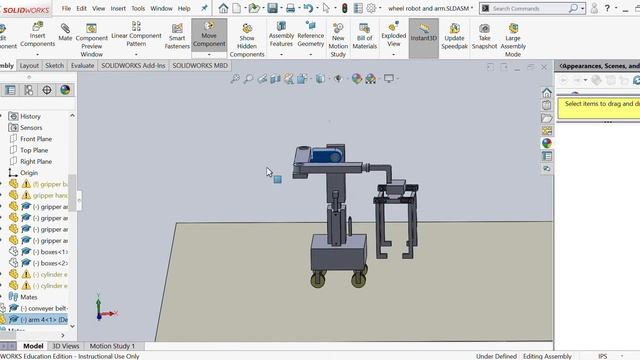 SolidWorks - Robotic Arm Motion смотреть онлайн