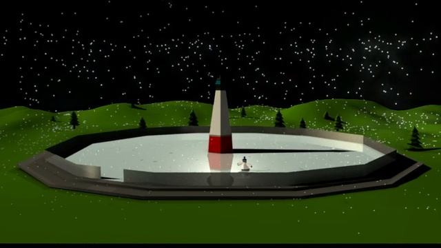 3D low polygon ice rink in a snowy night смотреть онлайн