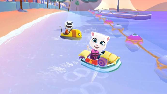 Аквабайк Моя говорящая Анджела Talking Tom Jetski | Мультфильм Гонки для детей смотреть онлайн