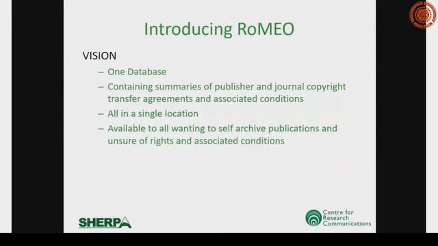 SHERPARoMEO online resources to check publisher copyright & self archiving polices Dr Rajesh Patel смотреть онлайн