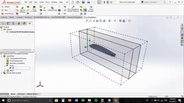 NACA 2412 wingfoil tutorial on solidworks - fluid simulation смотреть онлайн