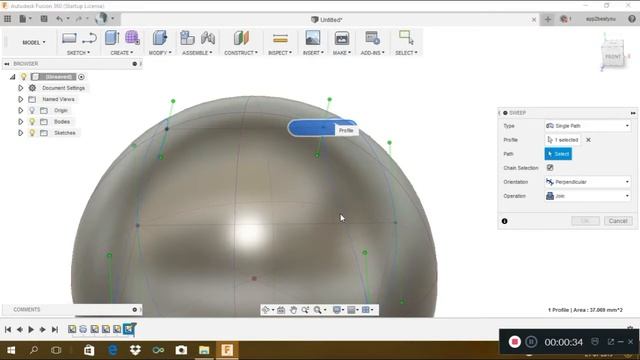 Autodesk Fusion 360 Tutorial 2019 | Tennis Ball Complete Modeling | By Ahuja Technical Hant смотреть онлайн