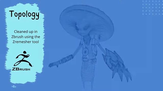 Topology of Mushroom Creature in Zbrush with Zremesher смотреть онлайн