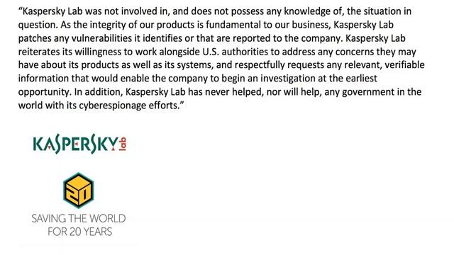 "News"Kaspersky lab: 'we've never helped any government with cyberespionage efforts' смотреть онлайн