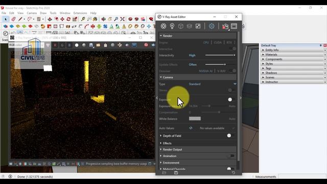 Vray next for Sketchup(தமிழ்) How to Change Camera Settings In Vray Perfectly смотреть онлайн