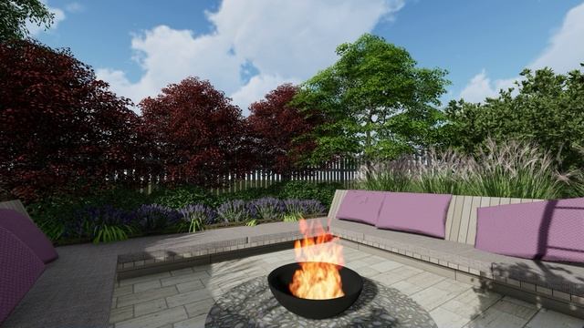 Ландшафтный дизайн проект: Загородный дом с бассейном и костровой чашей