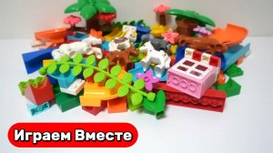 Конструктор для детей ! Строим вместе Горки с лошадками ! Видео для детей