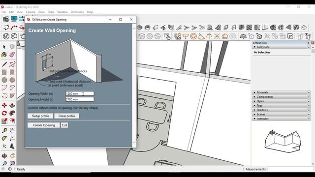 How to make a door opening in SketchUp смотреть онлайн