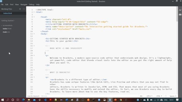 HTML - Hello World - Open folder in Brackets смотреть онлайн