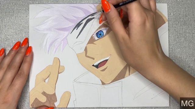 Drawing Gojo Satoru From Jujutsu Kaisen | Рисую Сатору Годжо💙 #art #satorugojo #animeart