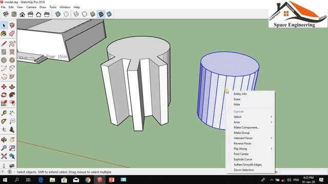 Sketchup day 6 (follow me, Arc tools, polygon, protractor, construction lines, move, 2d and 3d text смотреть онлайн