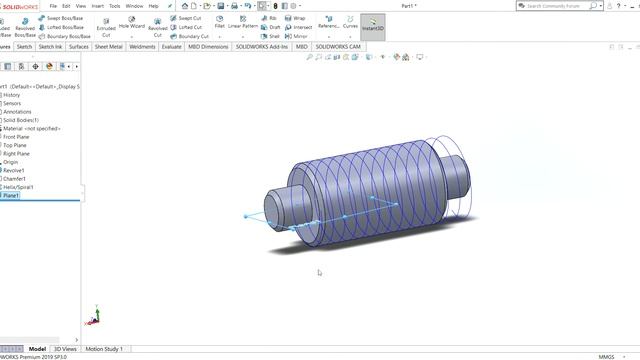 SOLIDWORKS Premium 2019 เขียนแบบ 3D เกลียวฟันเลื่อย Tr60x9 смотреть онлайн