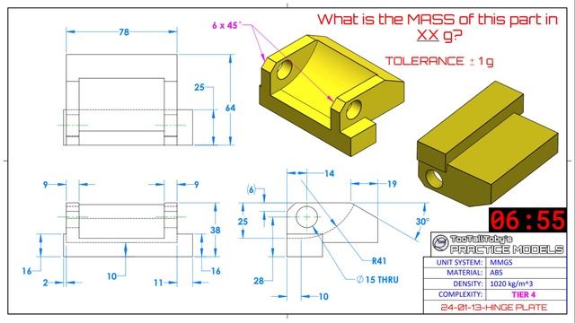 CAD Modeling Practice Challenge - Onshape, SolidWorks, Alibre, Fusion360 - HINGE PLATE смотреть онлайн