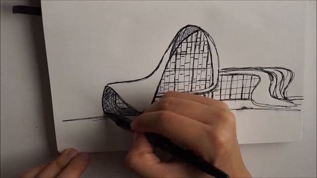 Drawing Heydar Aliyev Center by Zaha Hadid // Fast messy sketch смотреть онлайн
