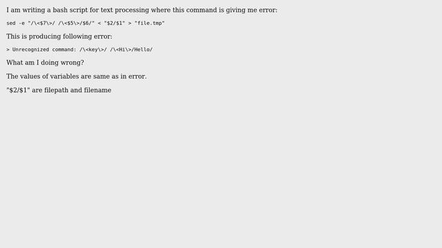 Unix & Linux: Error while passing variables for keyword match using sed смотреть онлайн