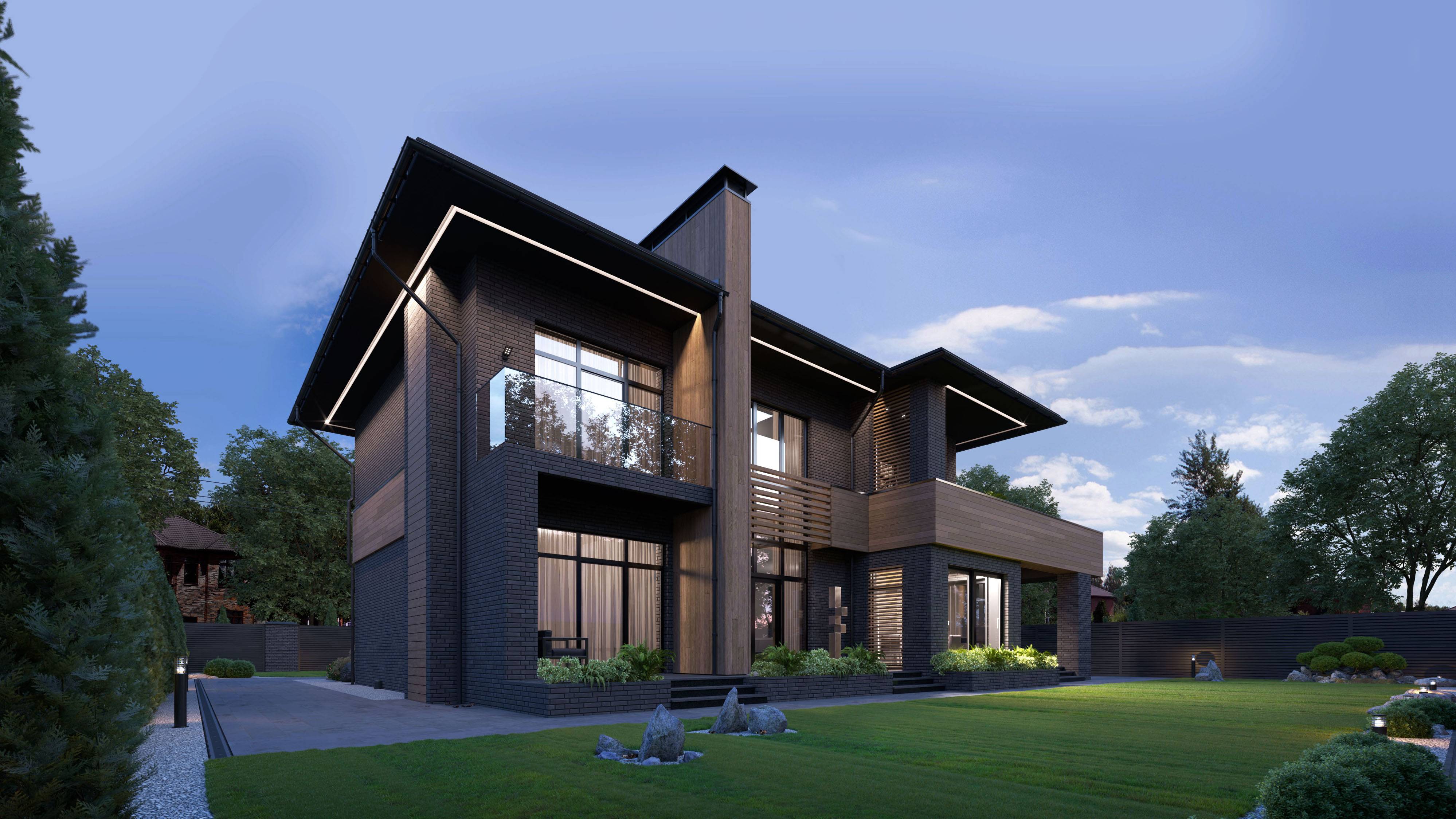 Архитектурный проект современного двухэтажного дома.