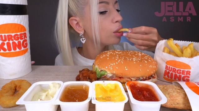 ASMR EATING BURGER KING, FRIED CHICKEN, ONION RINGS, FRIES, NUGGETS, 버거킹 햄버거 (FAST FOOD) MUKBANG먹방