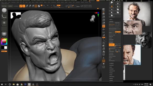 Male head in Zbrush How to model and draw a Male head with live narration Part - 2 смотреть онлайн
