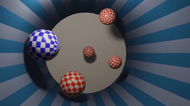 Five Amiga spheres bouncing in a cylinder - Blender 2.8 (Eevee) смотреть онлайн