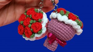 Вязаный Брелок Букет! Как Связать Букет из Роз крючком?! Виктория Вяжет