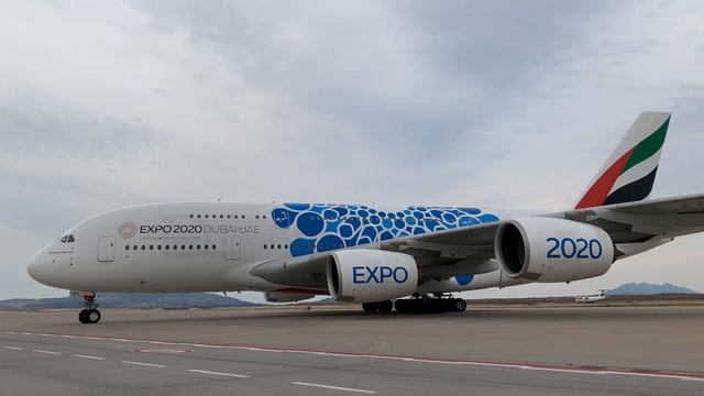 Emirates A380 Expo livery Landing and parking in Athens LGAV смотреть онлайн