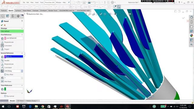 Badminton shuttlecock in Solidworks 2016 смотреть онлайн