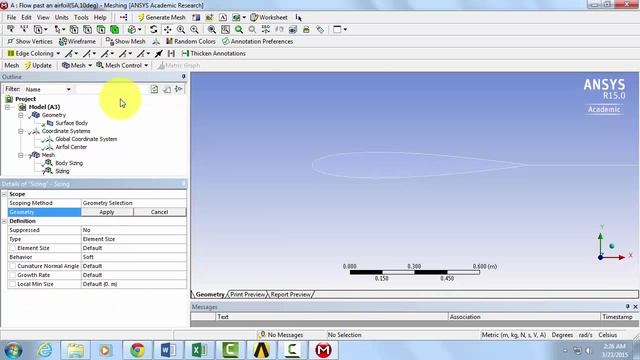 Fluid Flow Over an Airfoil Mesh in ANSYS смотреть онлайн